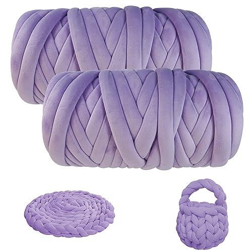 Chunky Yarn for Arm Knitting, guofa 4.4LBS Soft Fleece Yarn for Throw Blanket Pillow, Hand Knitting Bag, Cat Bed and DIY Home Decorations - color: Purple, size: 74 Yards