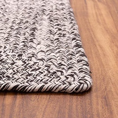 Super Area Rugs Farmhouse Braided Rug Cotton Kitchen Reversible Carpet, Black & White, 2' X 3' Rectangle - color: Black & White, size: 2' x 3' (Rectangular)