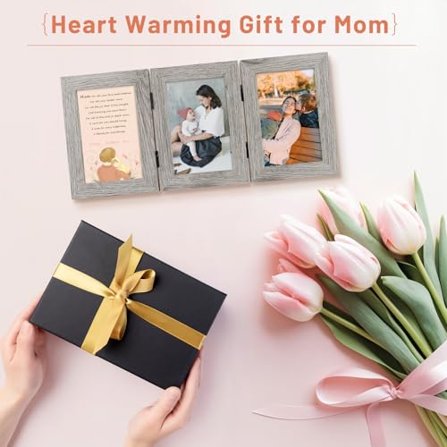 Golden State Art, 4x6 Triple Picture Frame Light Grey- Real Glass, 2 Pack | Trifold Photo Frame Vertical Display for Desktop - Three Folding Picture Collage - color: Light Gray, size: 4x6(2 Pack)