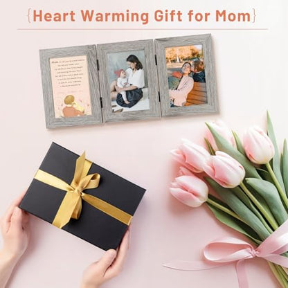 Golden State Art, 4x6 Triple Picture Frame Light Grey- Real Glass, 2 Pack | Trifold Photo Frame Vertical Display for Desktop - Three Folding Picture Collage - color: Light Gray, size: 4x6(2 Pack)