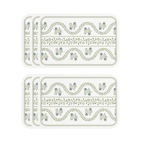 Vinyl Waterproof Placemats Set of 6 Rectangular,12"*17"-Mosella D | Wipeable Beautiful Print Place Mats,Stain Resistant,Heat Resistant,Everyday Meals,Kitchen,Dinning,Holiday,Decor - color: Mosella D