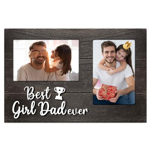 Baby Girl Gifts, Fathers Day 3D Photo Frame from Baby Girl Gifts Hold 4x6 Inches Two Photos, Girl Dad Birthday Gift for Dad, Girl Dad First Time Picture Frames - color: girl dad