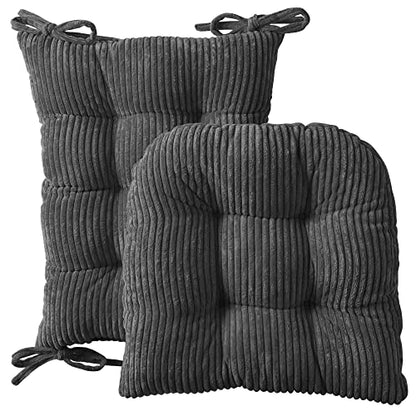 Sweet Home Collection Rocking Chair Cushion Premium Tufted Pads Non Skid Slip Backed Crushed Velvet Cover Set of Upper and Lower with Ties, 21 in x 17 in | 17 in x 17 in, Velvet Gray (Pack of 5) - color: Velvet Gray, style: 21" X 17"/17" X 17" (Pack of 5)