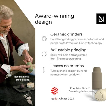 LARS NYSØM Salt and Pepper Grinder Set, Stainless Steel Manual Salt and Pepper Mills, Adjustable Ceramic Grinder, Design Spice Shakers (Brown/Beige) - color: Taupe Brown/Almond Beige