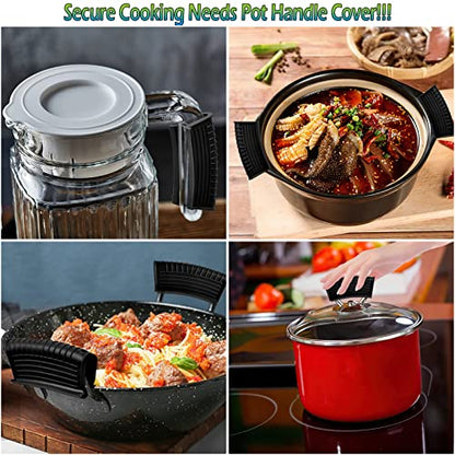 8 Pack Cast Iron Pot Assist Handle Covers, High Heat Resistant Anti-Slip Silicone Skillet Handle Cover for Any Frying Cast Iron Skillet Metal Pan, Washable Reusable Rubber Pot Holder Sleeve Black - size: Black-8 Pack