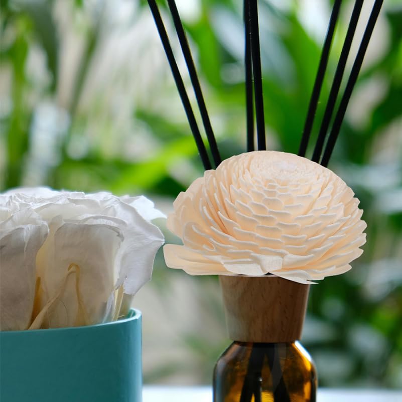 2Pcs Flower Essential Oil Diffuser with Bendable Cotton Rope for Home, Office and Car - Faux Flower Head Fragrance Diffuser Decorative Blossom for Home Office