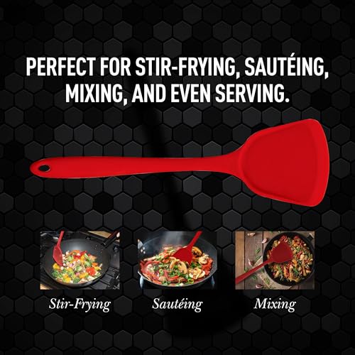 Helen's Asian Kitchen Silicone Wok Turner and Stir Fry Spatula, 13-Inches, Red - size: 13-Inch, Silicone WokTool