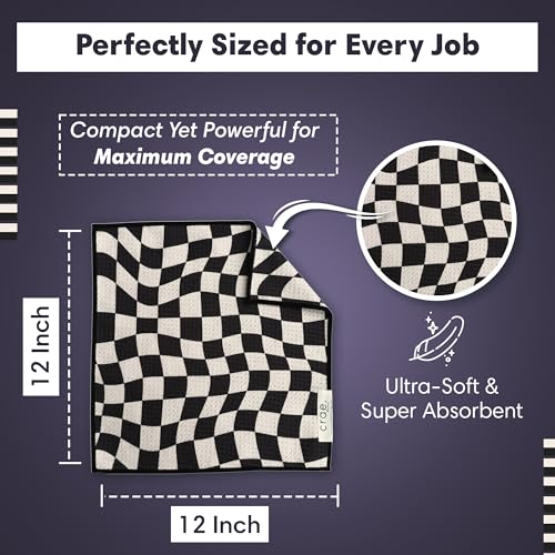 Double-Sided Microfiber Washcloths Waffle Weave – 12x12 Inch, Super Absorbent, Lint-Free, Fast Drying Kitchen Washcloths for Cleaning, Washing Dishes, Cars & More – Durable & Soft - Charstir | Super Absorbent Lint-Free Fast Drying, Durable & Soft For Clea