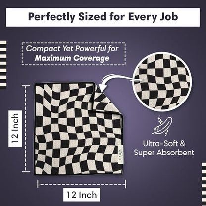 Double-Sided Microfiber Washcloths Waffle Weave – 12x12 Inch, Super Absorbent, Lint-Free, Fast Drying Kitchen Washcloths for Cleaning, Washing Dishes, Cars & More – Durable & Soft - Charstir | Super Absorbent Lint-Free Fast Drying, Durable & Soft For Clea