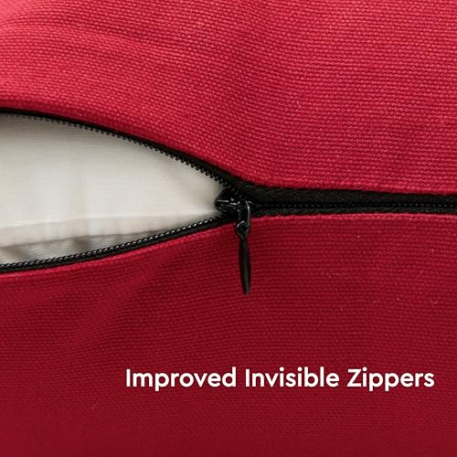 Encasa XO Throw Pillow Covers, Cotton, No Inserts 12"x12" Deep Red | Durable Cotton Canvas | Concealed Invisible Zipper | Ideal for DIY & Embroidery | Living Room & Couch | Set of 2 - color: Deep Red, size: 12" x 12" (Pack of 2)