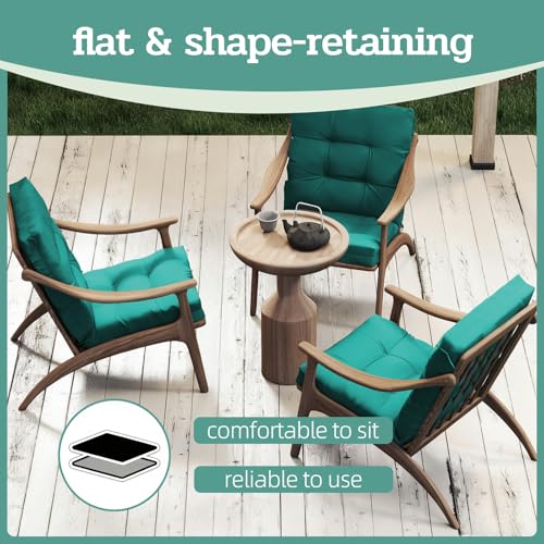 Outdoor Chair Cushions 42x21x4 Inch Set of 2, Lake Blue | Patio Cushions for Dining Rocking Chairs, High Back Soft Seat Pad with Ties, Waterproof Fade Resistant, Indoor Outside Use - color: Lake Blue