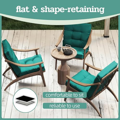 Outdoor Chair Cushions 42x21x4 Inch Set of 2, Lake Blue | Patio Cushions for Dining Rocking Chairs, High Back Soft Seat Pad with Ties, Waterproof Fade Resistant, Indoor Outside Use - color: Lake Blue