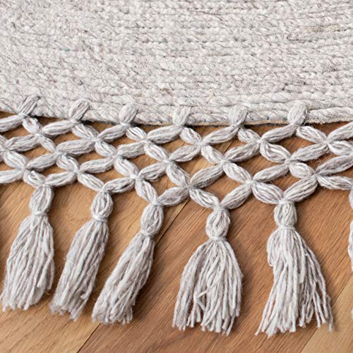 SAFAVIEH Sahara Collection Area Rug - 5' Round, Beige, Handmade Boho Tassel, Ideal for High Traffic Areas in Living Room, Bedroom (SAH490A) - color: Beige, size: 5' (Round)