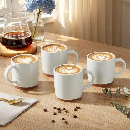 E-far Ceramic Coffee Mug Set of 4, 12oz Stoneware Coffee Cup with Handle, Porcelain Tea Cups, Modern Farmhouse Latte Mug Gift Set for Women & Men, Microwave Safe, Speckled White - color: Speckled White