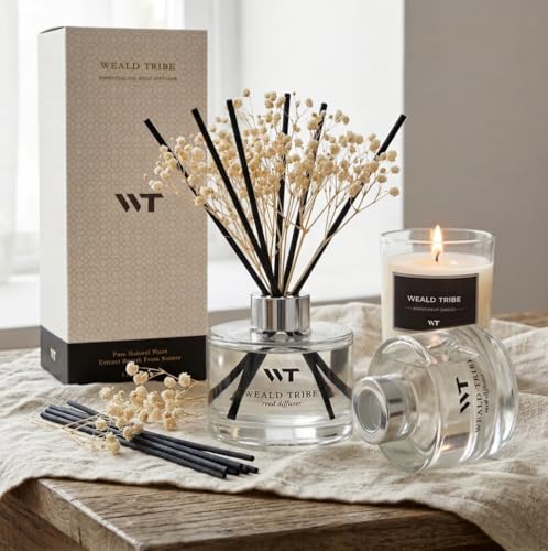 Flower Reed Diffuser Set Fresh Linen Scent for Bathroom Accessories Shelf Decor & Air Fresheners, Fresh Air Sticks Defusers with 5.1 fl oz Essential Oils, House Office Decor & Gifts