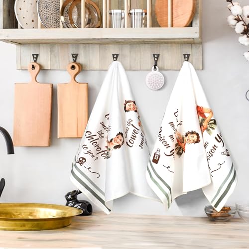 Funny Kitchen Towels， Funny Dish Towels for Women, Retro Sarcastic Hand Towels for Kitchen & Bathroom, Best Housewarming Gifts for Women Mom Hostess(16×24 Inches Set of 2) - color: Womeninteresting Women