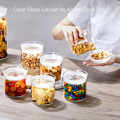 ZENS 17oz Glass Jars with Airtight Lid, Set of 4 Small Glass Storage Jars | Borosilicate Glass Canisters Set with Lids, Small Storge Containers for Kitchen Spice, Sugar, Blooming Tea, - size: 5-20oz 6Pack