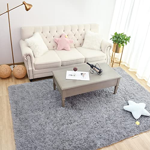 Chicrug Soft Area Rugs for Bedroom Living Room Plush Fluffy Rug 7x10 Feet, Shag Furry Area Rug Carpet Non Shedding for Nursery Children Kids Girls Room Home Decorative, Grey - color: Grey, size: 7' x 10' (Rectangular)