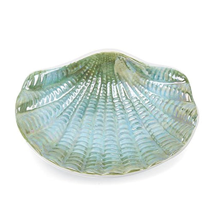 Ocean Conch Sea Shell Ceramic Bathroom Accessories Set of 4,1 Gargle Cups 1 Toothbrush Holders 1 Soap Dishes 1 Soap Dispenser (Green) - color: Green