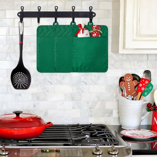 R HORSE 6 Pack Green Pot Holders for Kitchen with Pockets, 7''x 9'' | Cotton Kitchen Potholder, Heat Resistant Oven Mitts, Non-Slip Hot Pads Terry Cloth, Ideal for Cooking, Baking, Christmas Gift - color: Green