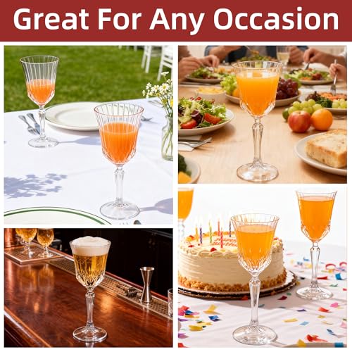 Vintage Wine Glasses Set of 12, 7 oz Wine Glasses for Red White Wine | Durable Stemmed Glassware Set for Parties, Weddings and Home