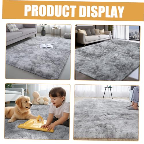 VALICLUD Fluffy Bedside Rug Soft Plush Area Carpet with Slip Backing Versatile for Living Room Bedroom and Hallway Decor Elegant Grey Design
