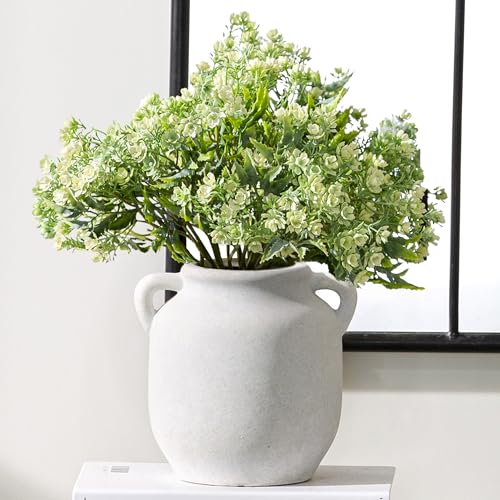 Vanselia Ceramic Flower Vase Home Table Decor Living Room Farmhouse 6 in | Small White Rustic Decorative Flowers Vases Plant Modern Decoration for Kitchen Shelf Coffee Dining Centerpieces Desk - color: 6" Rustic