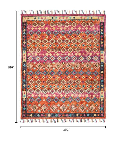 SAFAVIEH Aspen Collection X-Large Area Rug - 11' x 15', Orange & Fuchsia, Handmade Boho Braided Tassel Wool, Ideal for High Traffic Areas in Living Room, Bedroom (APN138A) - size: 11' x 15' (Rectangular)