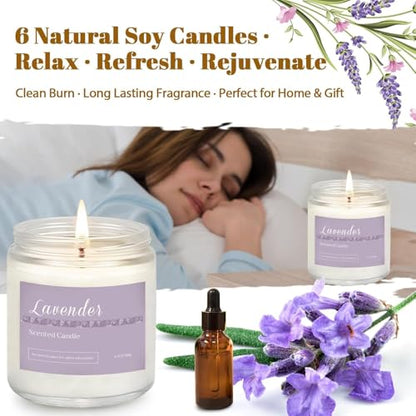 Scented Candles Gift Set for Women, 6-Pack Aromatherapy Candles for Home | Lavender, Jasmine, Vanilla, Sage, Sandalwood Rose & Eucalyptus Mint. 42 oz & 300 Hour Burn for Home, Baths, Yoga & Self-Care - color: Classic 6 Pack Scented Candles