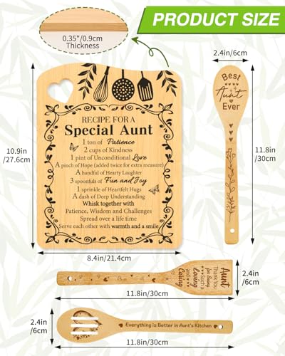 Aunt Birthday Gifts, Auntie Gifts for Women Cutting Board | Christmas Mothers Day Gifts for Auntie from Niece Nephew, Recipe for A Special Aunt Gifts, Bamboo Cutting Board with Spoon - color: Aunt
