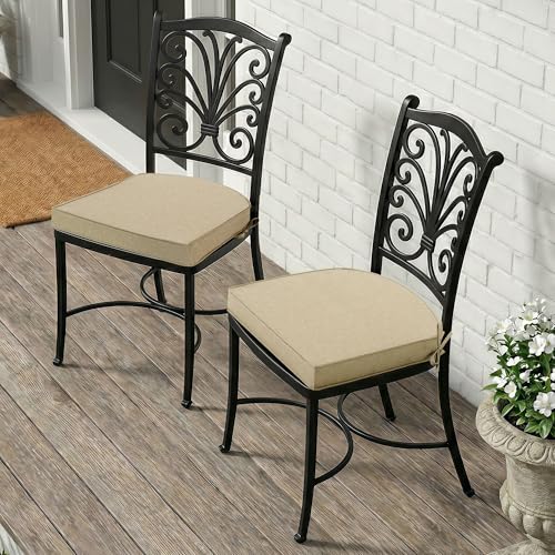Outdoor Chair Cushions, Fade-Resistant & Water-Resistant, D Shaped Patio Furniture Seat Chair Pads Replacement with Ties, Non-Slip Bottom, Removable Cover, Set of 4, 17 x 16 Inch, Natural - color: Natural, size: 17" x 16" 4 Pack