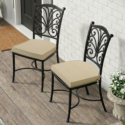 Outdoor Chair Cushions, Fade-Resistant & Water-Resistant, D Shaped Patio Furniture Seat Chair Pads Replacement with Ties, Non-Slip Bottom, Removable Cover, Set of 4, 17 x 16 Inch, Natural - color: Natural, size: 17" x 16" 4 Pack