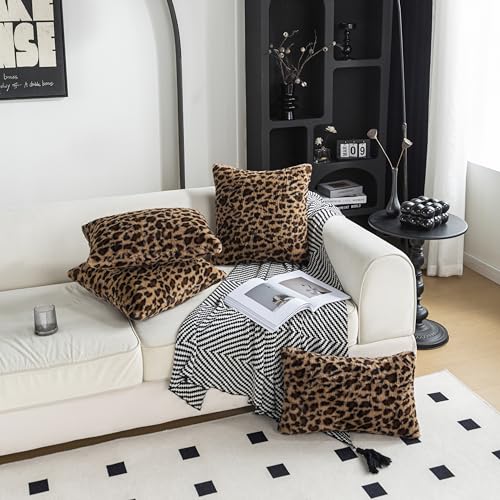 2 Packs Leopard Pillow Covers Furry 20x20 Inch Cheetah Print Pillow Faux Fur Pillow Covers Soft Plush Fluffy Cheetah Print Pillow Case 20"x20" - size: 20" x 20" (Pack of 2)