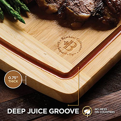 Bamboo Cutting Board Extra Large - 18 Inch XL Wood Chopping Board with Vertical Grain Strength, Lightweight Non Toxic Board for Meat, Vegetables, Bread, Cheese, Charcuterie, Kitchen Prep Serving Gift - size: 18"L x 12"W