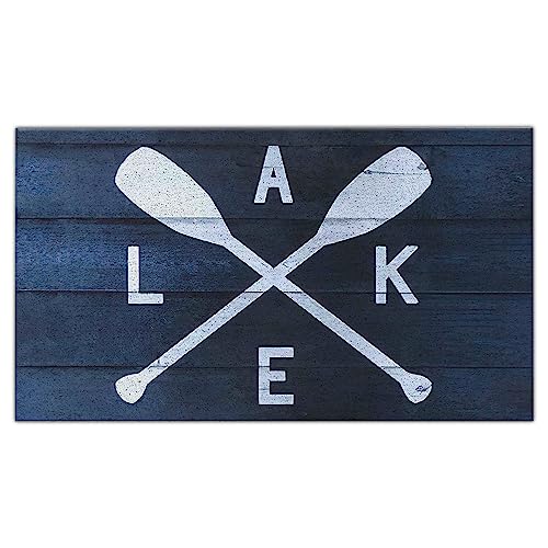 Nogrit Vintage Colorful Paddle Canoe Oar Compass Navy Blue Waterproof Door Mat Outdoor Entrance 17x30 Inch Non-Slip Doormat for Lake House Front Door Porch Outdoor Indoor Decorations,Lake Lover Gifts - color: Anti-slip Pvc - 5