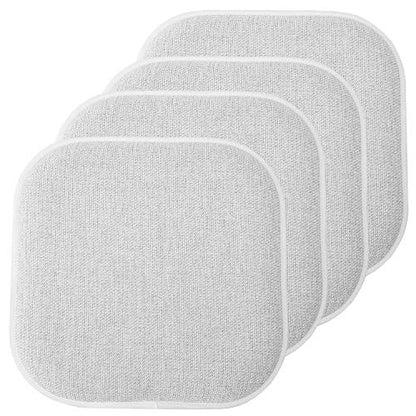 Sweet Home Collection Chair Cushion Memory Foam Pads Honeycomb Pattern Slip Non Skid Rubber Back Rounded Square 16" x 16" Seat Cover, 4 Pack, Alexis Gray/White - color: Alexis Gray/White, size: 4 Pack