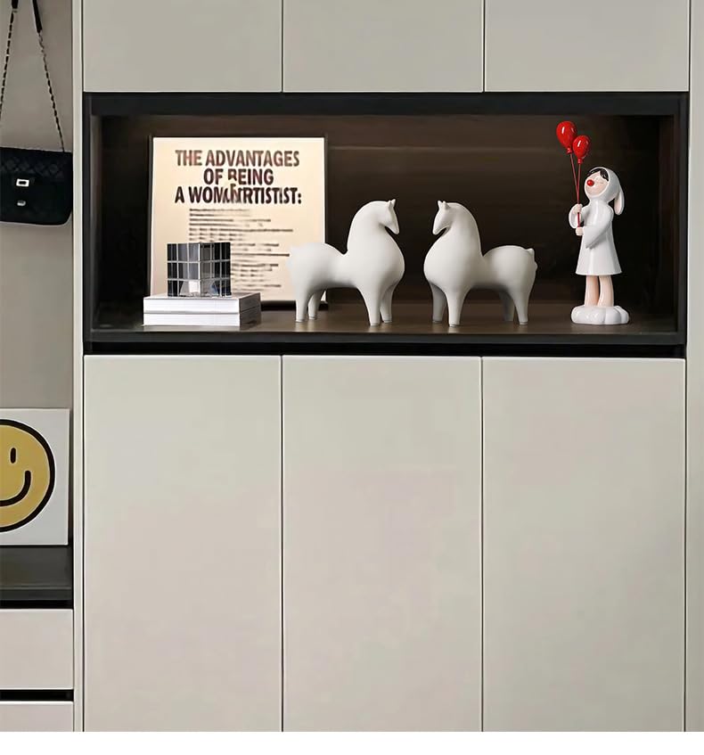 Modern Simple Ceramic White Horse Living Room Home Office Decoration (Lager White Horse) - size: Large
