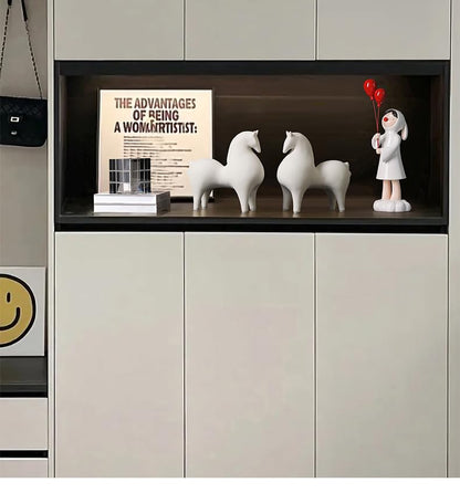 Modern Simple Ceramic White Horse Living Room Home Office Decoration (Small White Horse) - size: samll
