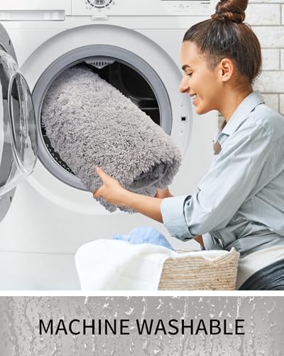 Toilet Rugs U-Shaped Mat 24x22, Contour Bathroom Mat - Ultra Soft & Absorbent Microfiber, Quick-Dry, Machine Washable with High Density Foam Latex Non Slip Backing, Grey - color: Grey, size: 24" X 22"(Toilet Rug)