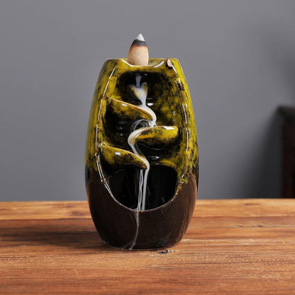 Backflow Incense Burner Ceramic Backflow Incense Burner Aromatherapy Burner Home Incense Burner Ornaments Home Incense Cone Incense Burner Aromatherapy Ornament Incense Waterfall(D) - color: D