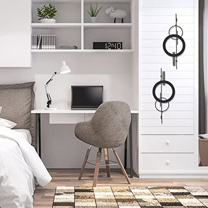 Peryiter 2 Pcs Small Metal Abstract Wall Art 15.7 Inch Black Metal Geometry Wall Decor Minimalist Single Line Art Vertical Sculptures Geometric Modern Hanging for Living Room Bathroom