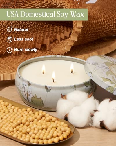 M&SENSE Citronella Candles Outdoor 12 oz, Large 3 Wick Soy Candle | Triple Wick, 40 Hour Long Burn, Non-Toxic,100% Natural Soy Wax, Stress Relaxing Aromatherapy Candle Gift for Women Men - color: Citronella