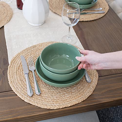 Elanze Designs Bistro Glossy Ceramic 7 inch Dinnerware Bowls Set of 4 - Perfect for Everyday uses from Pasta to Salad, Cereal to Ice cream, Ramen to Pho, Sage Green - color: Sage Green, style: 7 inch Cereal Salad