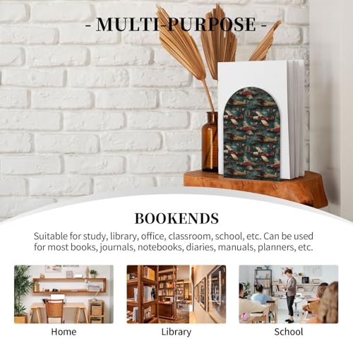 Airplanes and Aviation Signs (2) Print Wooden Bookends,1 Pair Book Ends,Book Organizer for Office Desk, Home and School