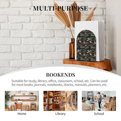 Airplanes and Aviation Signs (2) Print Wooden Bookends,1 Pair Book Ends,Book Organizer for Office Desk, Home and School