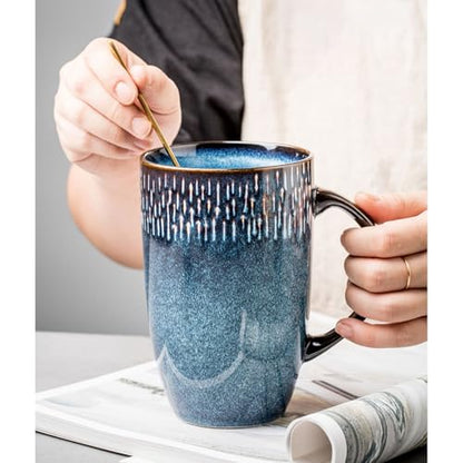 Large Ceramics Coffee Mugs,21 OZ,Large Handle Design,Extra Large Tea and Coffee Cup for Office and Home，Microwave And Dishwasher Safe(Color:21 oz blue) - color: 21 oz blue