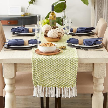 DII Woven Basics Collection 100% Cotton Knit Table Runner, 15x72, Avocado - color: Avocado, size: 15x72"