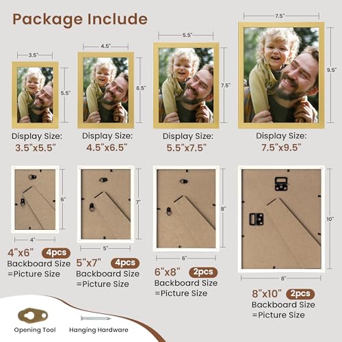 Heimlove Gold Collage Picture Frames Set of 12,Two 8x10,Two 6x8,Four 5x7,Four 4x6 Photo Frames,Gallery Wall Frame Set for Wall Mount or Tabletop Display - color: GOLD