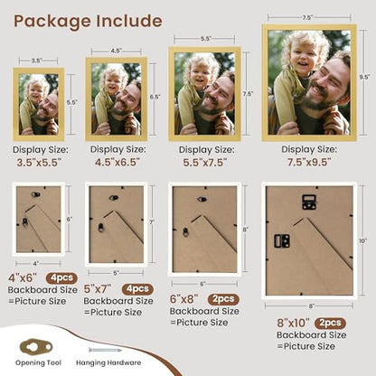 Heimlove Gold Collage Picture Frames Set of 12,Two 8x10,Two 6x8,Four 5x7,Four 4x6 Photo Frames,Gallery Wall Frame Set for Wall Mount or Tabletop Display - color: GOLD