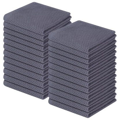 Homaxy 100% Cotton Waffle Weave Kitchen Dish Cloths 24-Pack, Dark Grey | 12 x 12 Inches, Ultra Soft Absorbent Dish Towels, Quick Drying Dish Rags with Hanging Loop - color: Dark Grey, size: 12 X 12 - 24 Pack